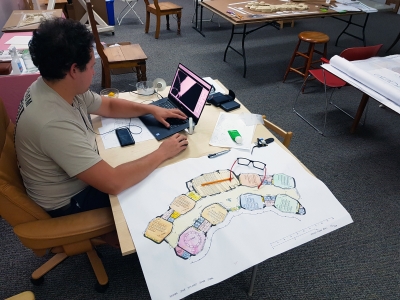 During the participatory work on the model, an architectural study was created. Gradually, this study verified the size and layout of the rooms. After its approval, the architectural study was gradually further refined and transferred to digital form.